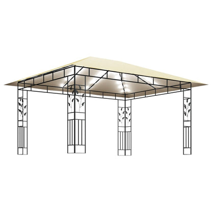 Zonnescherm – Tuinpaviljoen – Overkapping – Pergola – Prieel – 4x3 Meter – Stabiel Staalframe – Ingebouwde Lichtslinger