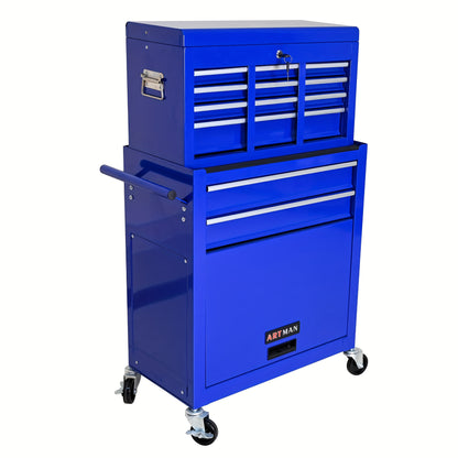 Gereedschapskist – Gereedschapskoffer – Werkplaatswagen – Toolbox – Mobiele Werkplaatswagen – Roestvrij Staal – 8 Laden met Haken