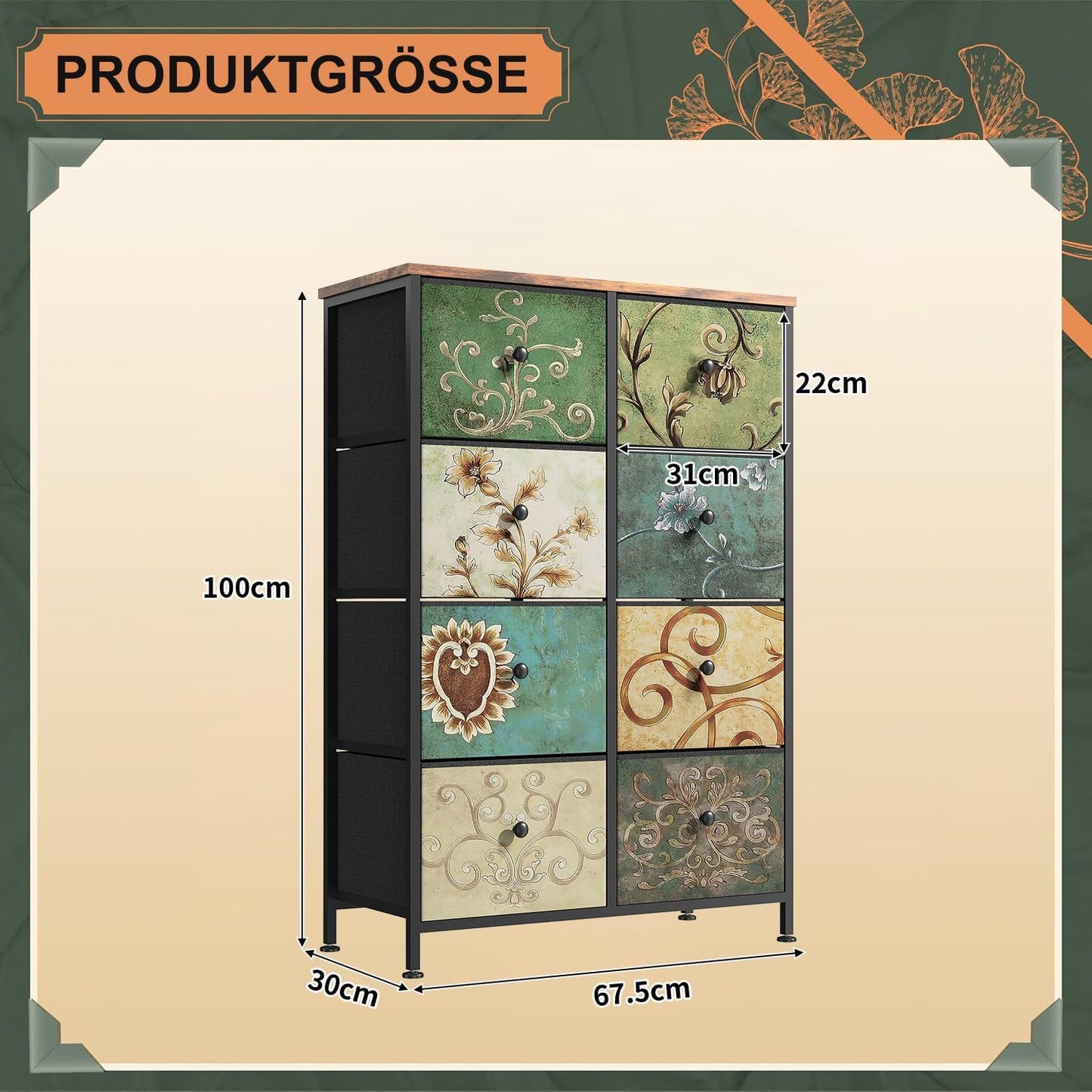 Ladekast – Ladeblok – Opbergkast – Commode – 8 Lades – Metaal Houten Frame – Verstelbare Pootjes