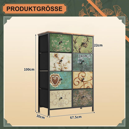 Ladekast – Ladeblok – Opbergkast – Commode – 8 Lades – Metaal Houten Frame – Verstelbare Pootjes