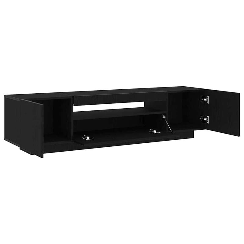 TV-Meubel – TV-Kast – Entertainmentcenter – Mediaconsol – Opbergmeubel – Zwarte Houtlook – 160x35x40 cm – Geschikt Tot 65 Inch