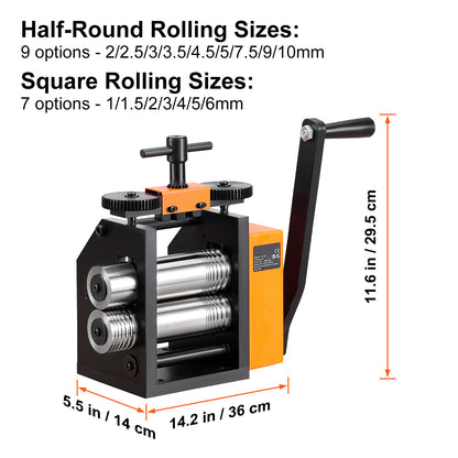 Rollersmachine – Rolbank – Metaalpers – Juweliers Gereedschap – Deegroller – 3-in-1 Multifunctioneel – Instelbare Dikte 0,1-7 mm – Hoogwaardig Gietijzer Met Stalen Rollen