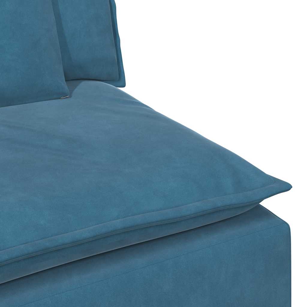 Modulaire Bank – Hoekbank – Zithoek – Sofa – Couch – Velvet Bekleding – Metalen Frame & Houten Armleuningen – Blauw