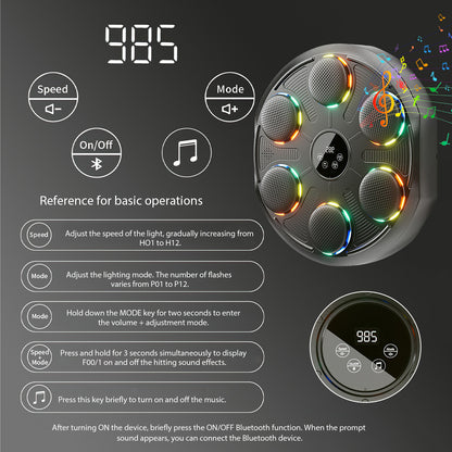 Bluetooth Bokstrainer – Boksmachine – Fitnessapparaat – Trainingsapparaat – Boksbal – Met 2 Paar Handschoenen – 12 Snelheids- & Volumestanden – LED-Teller & 2400mAh Batterij