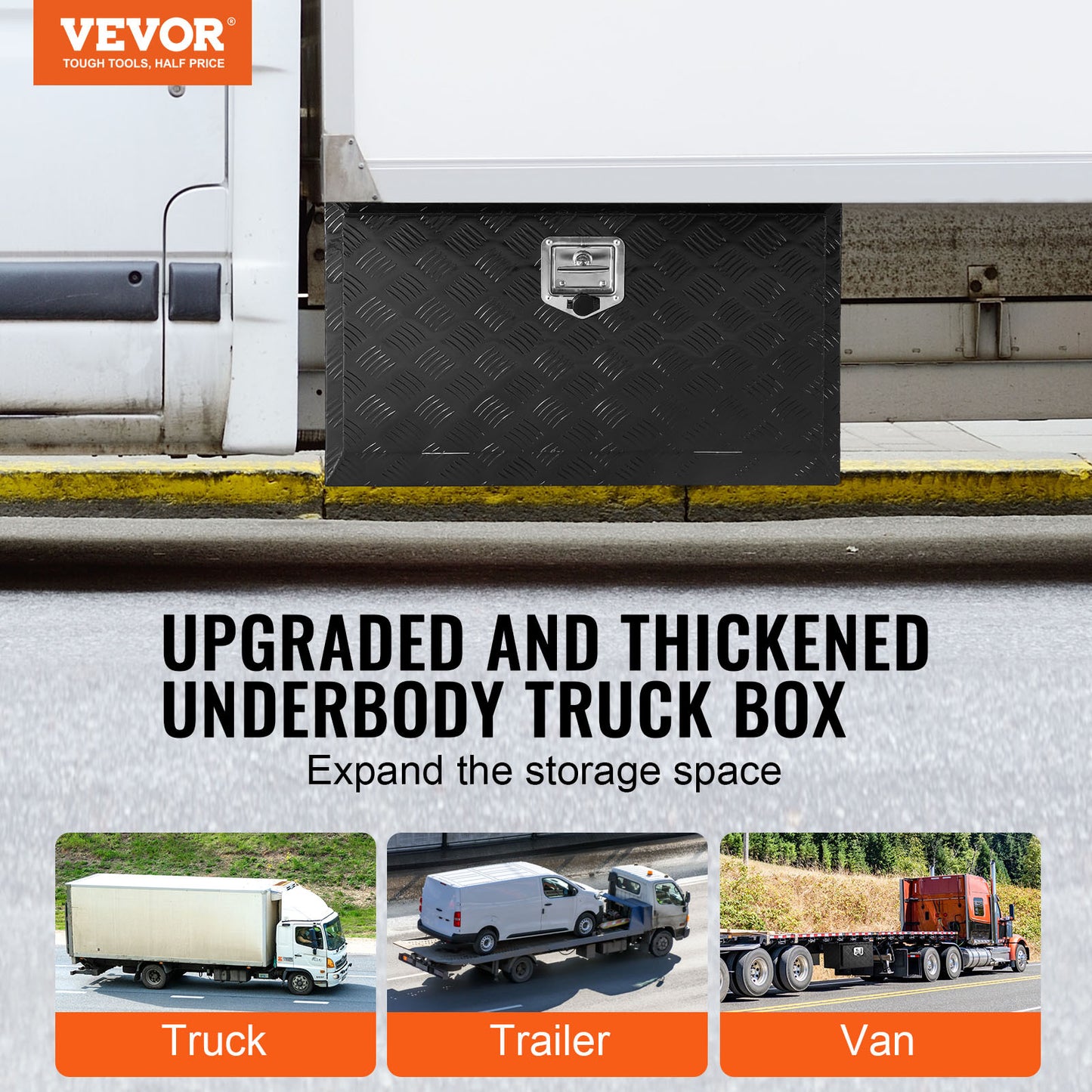Aluminium Opbergbox – Gereedschapskist – Onderbodem Kist – Truck Toolbox – Trailer Opbergbak – Waterdicht Rubberen Afdichting – Afsluitbaar Met Sleutels 91,4x35,6x40,6 cm
