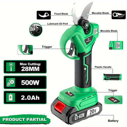 Draadloze Snoeischaar – Elektrische Takkenknipper – Tuinschaar – Snoeigereedschap – Lithium Accu Snoeischaar – 25 mm Snoeidikte – Digitale Batterijweergave Met Dubbele Accu’s