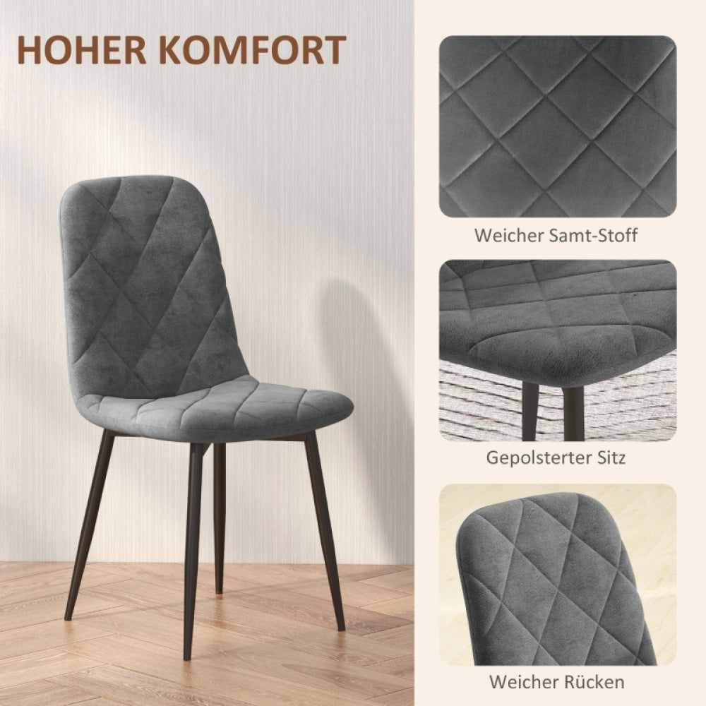 Eetkamerstoelen – Keukenstoelen – Stoelen Met Rugleuning – Velvet Stoelen – Restaurantstoelen – Set Van 4 – Zachte Velvet Bekleding – Stevige Metalen Poten