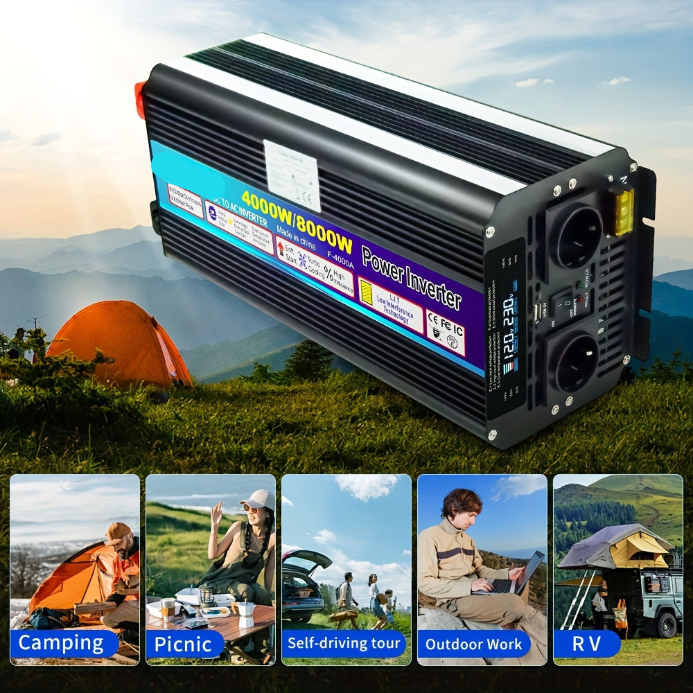 Spanningsomvormer – Omvormer – Stroomomzetter – 12V Naar 230V – 4000W Continu Vermogen – USB Poort – LED Display