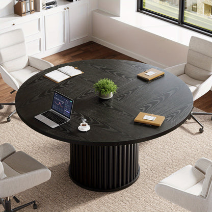 Ronde Vergadertafel – Vergadertafel – Werktafel – Eettafel – Overlegruimte – Compact 120 cm – Houten Blad Met Metalen Onderstel