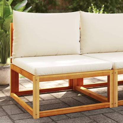 Tuinstoel – Buitenstoel – Balkonstoel – Terrasstoel – Zithoekstoel – Massief Acaciahout – Comfortabele Crème Kussens – Weerbestendig PE-Rotan – 65 x 65 cm – Lage Zithoogte 29 cm