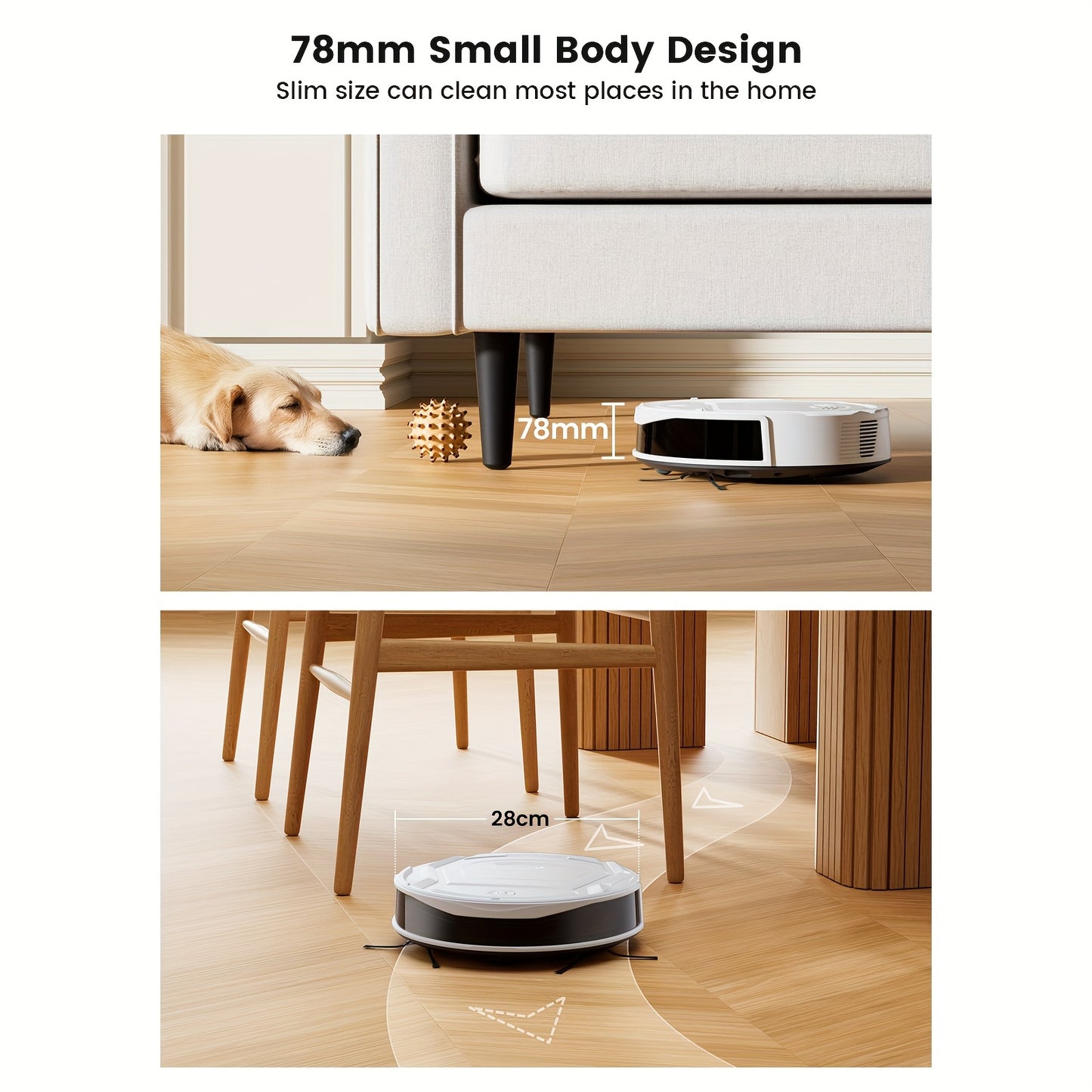 Robotstofzuiger – Slimme Stofzuiger – Dweilrobot – Automatische Stofzuiger – Huisdierreiniger – 2600 mAh Lithium Accu – Anti-Klit Technologie – Wit