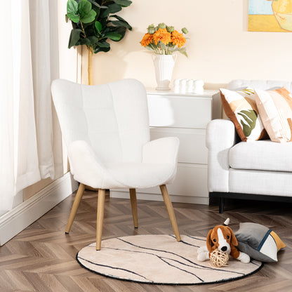 Fauteuil – Stoel – Armstoel – Zetel – Relaxstoel – Wit – Scandinavisch Design – Metalen Pootjes – Ergonomische Rugleuning – 72x62x90,5 cm