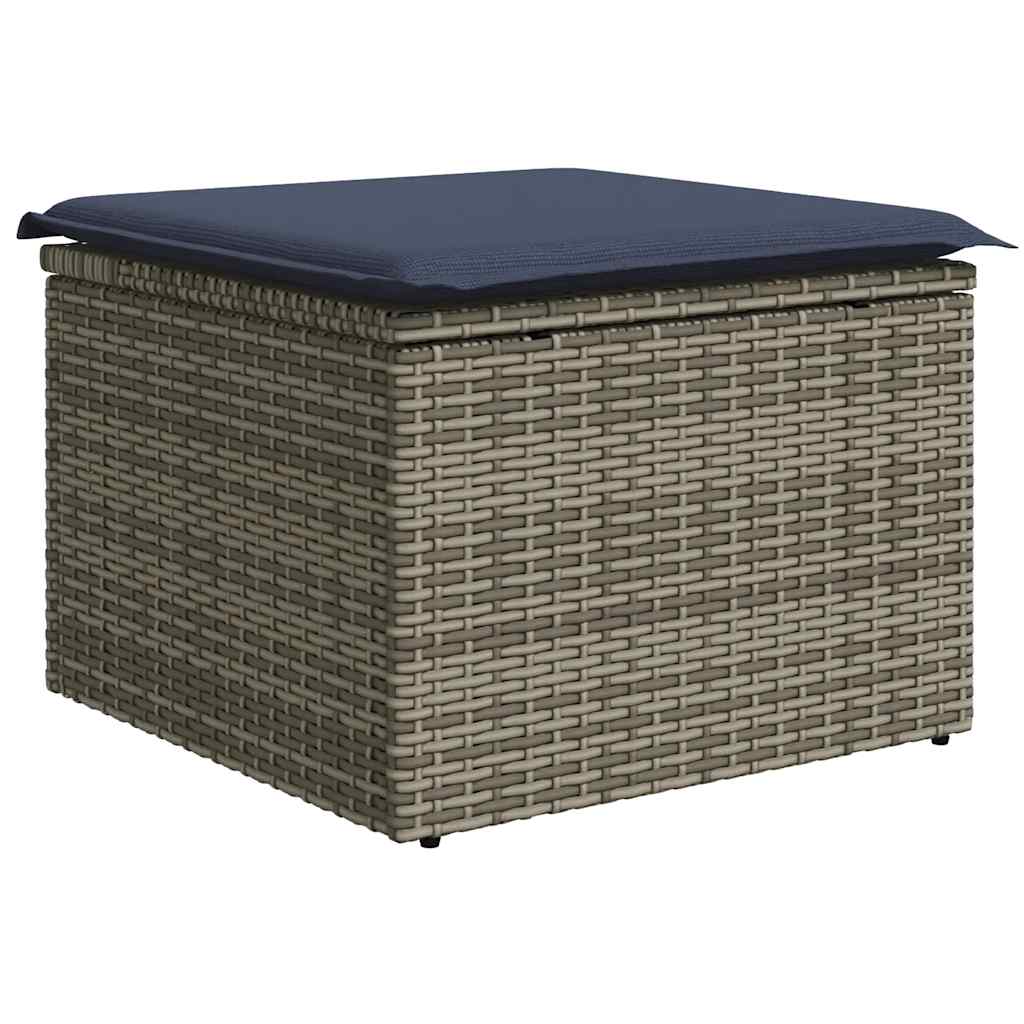 Tuinbankje – Buitenbank – Tuinbank – Zitbank – Tuinmeubel – Polyrattan – Incl. Opbergruimte – Tafelblad Acaciahout – Grijs