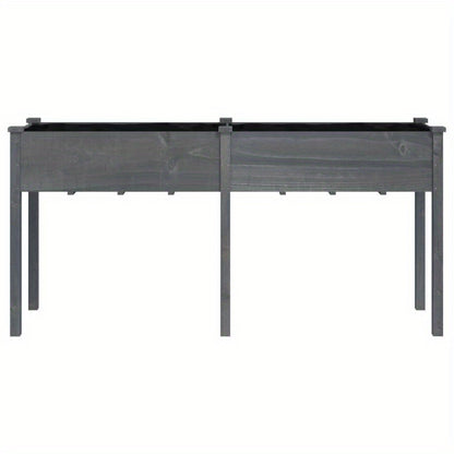 Plantenbak – Bloembak – Bloempot – Bloemenbak – Kweekbak – Massief Vurenhout – Grijze Voering – 161x45x76 cm – Duurzaam & Lichtgewicht