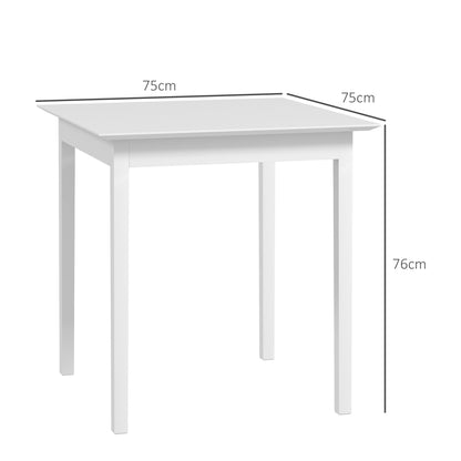 Eettafel – Keukentafel – Vierkante Tafel – Tafel – Tafeltje – Massief Grenenhout – Compact 75x75x76 cm – Wit Gelakt