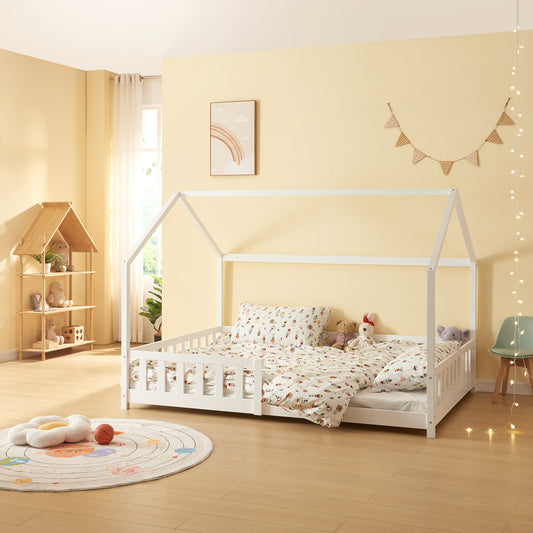 Kinderbed – Kinderbedden – Eenpersoonsbed – Hoogslaper – Stapelbed – Huisstijl Design – Valbeveiliging – 120 x 200 cm – Houten Frame