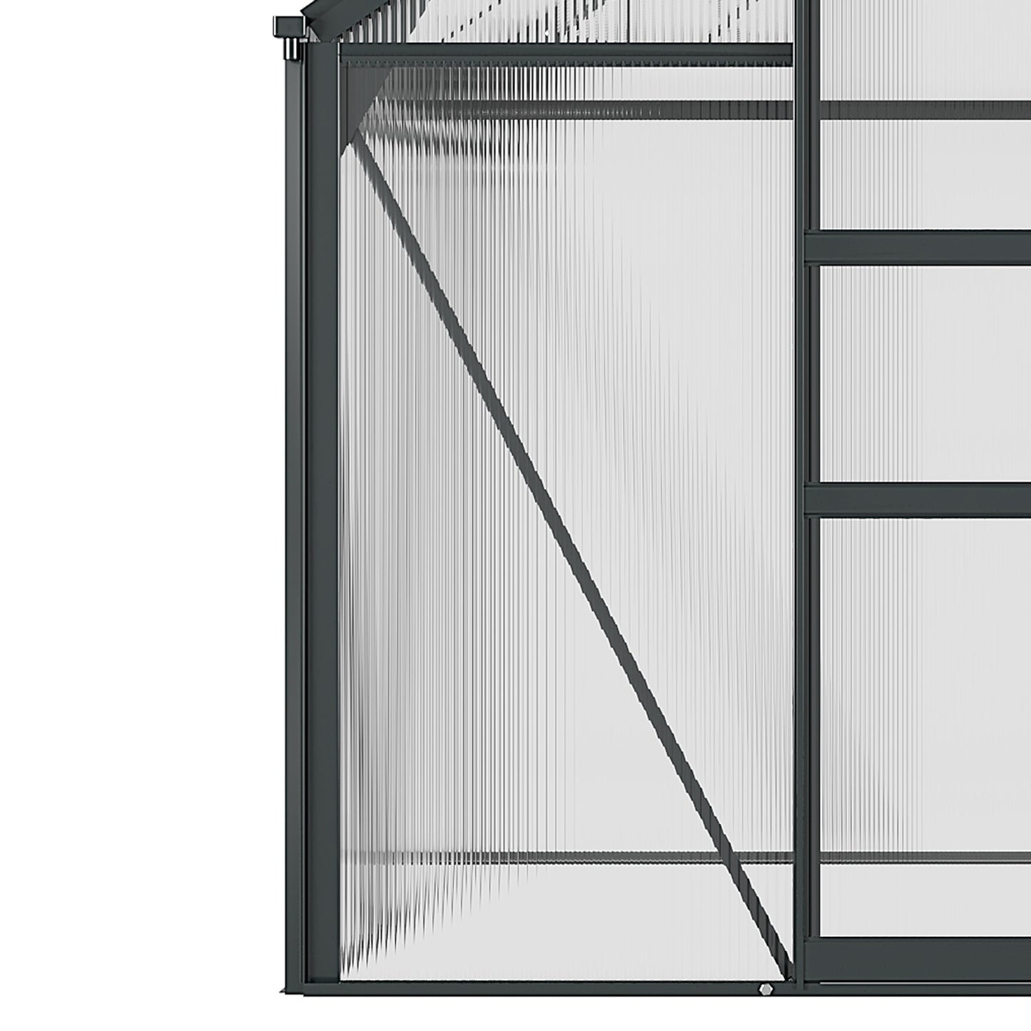 Kweekkas – Tuinkas – Groeikas – Moestuin Kas – Polycarbonaat Kas – Grijs – Aluminium Frame – UV-Bestendig – Inclusief Dakventilatie en Schuifdeur – 190x192x201 cm – Versterkte Stalen Basis