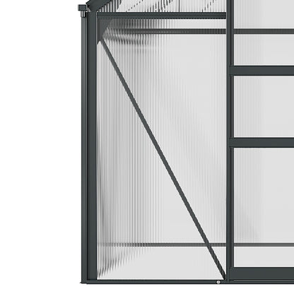 Kweekkas – Tuinkas – Groeikas – Moestuin Kas – Polycarbonaat Kas – Grijs – Aluminium Frame – UV-Bestendig – Inclusief Dakventilatie en Schuifdeur – 190x192x201 cm – Versterkte Stalen Basis