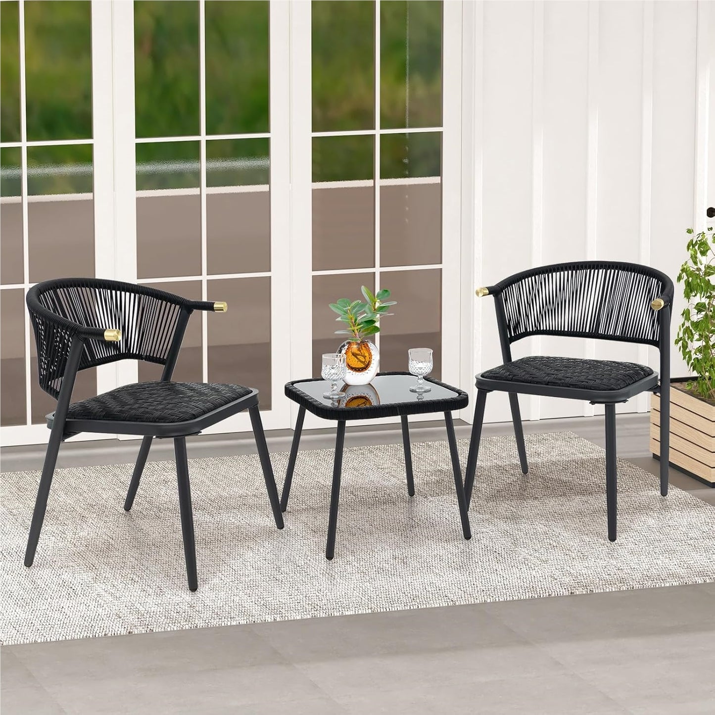 Rattan Tuinmeubelset – Balkonset – Tuinstoelen – Lounge Set – Terrasmeubilair – Sneldrogende Kussens – Weerbestendig PE-Rattan