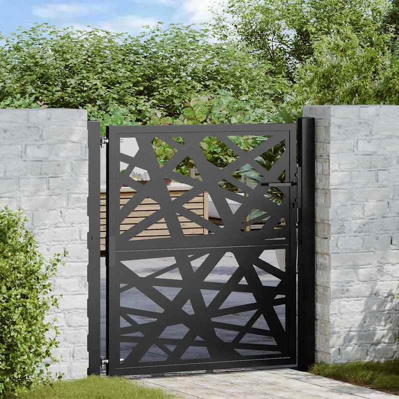 Metalen Poort – Tuinpoort – Buitenhek – Terraspoort – Afscheiding – Zwart Mat – 105x105 cm – Duurzaam Geometrisch Design