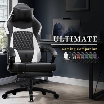 Gamingstoel – Gamestoel – Gaming Chair – Game Stoel – Racestoel – Ergonomisch Ontwerp – Roestvrij Stalen Frame Zwart-Wit