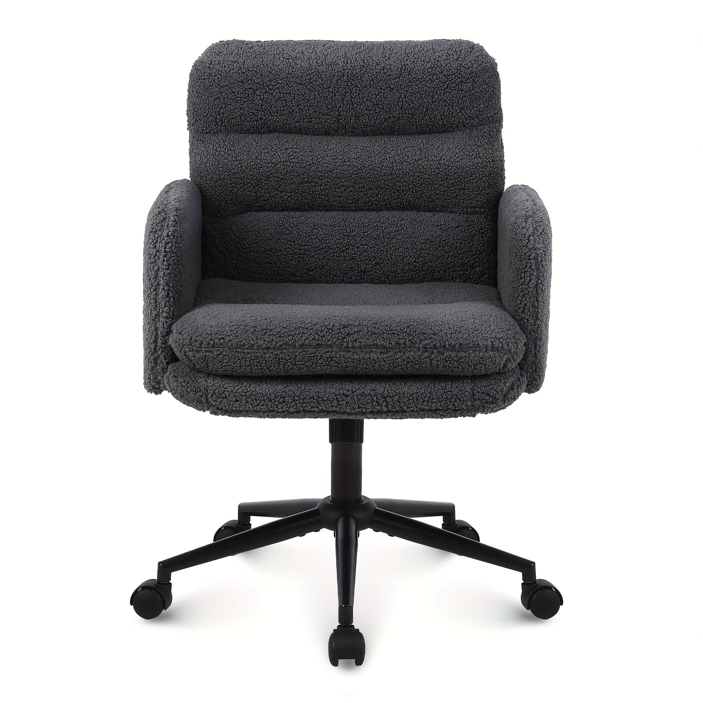 Youhauchair home office chair, 360° swivel, comfortable faux fur office chair, adjustable height, with backrest and armrests, suitable for bedroom computer desk, in beige/dark grey, Office Furniture, Chaise De Bureau Ergonom