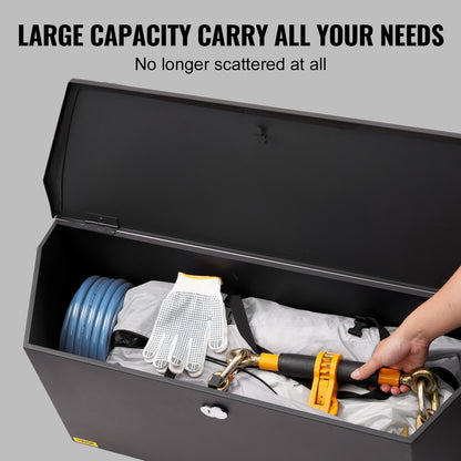 Gereedschapskist Aanhanger – Opbergbox Trailer – Trekstang Kist – Opslagbox Gereedschap – Carbonstaal – Slot Met Sleutels – 91 x 30 x 30 cm – Weerbestendig