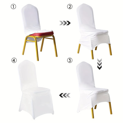 Stretch Stoelhoezen – Stoelhoes – Stoelhoezens – Stoelbekleding – Stoel Overtrek – Set van 50 Wit – Elastisch & Geschikt voor Vouwstoelen – Makkelijk Wasbaar & Duurzaam