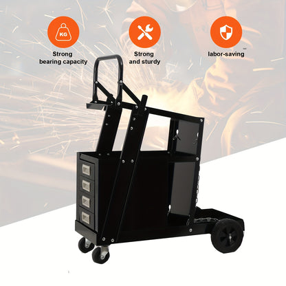 Laswagen – Laskar – Lastrolley – Werkplaatswagen – Gereedschapswagen – 4 Lades – Stalen Constructie – 360° Zwenkwielen