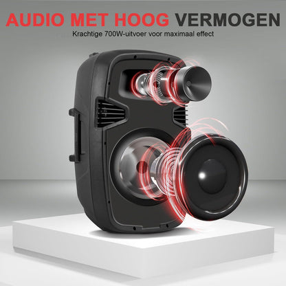 Bluetooth Speaker Set – Draagbare Luidspreker – Wireless Audio Systeem – PA Speaker – Karaoke Microfoon – 1000 Watt Piekvermogen – Bluetooth & USB MP3 Afspelen