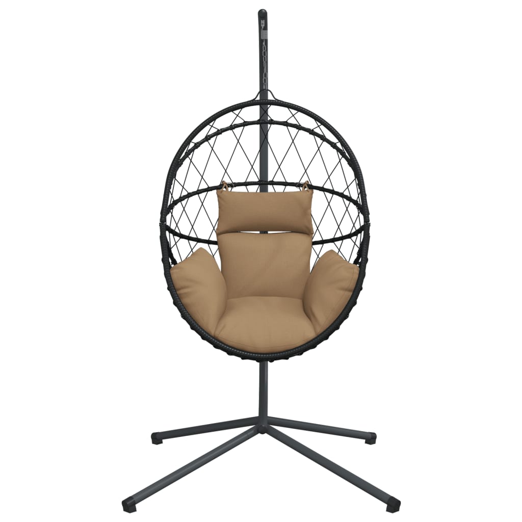 Hangstoel – Hangmand – Schommelstoel – Tuinstoel – Zitzak – Taupe – Rattan & Stalen Frame – Inclusief Afneembaar Kussen