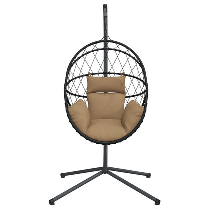 Hangstoel – Hangmand – Schommelstoel – Tuinstoel – Zitzak – Taupe – Rattan & Stalen Frame – Inclusief Afneembaar Kussen