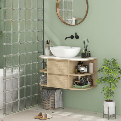 Badkamerkast – Wastafelonderkast – Wandkast – Opbergkast – Wastafelmeubel – Soft-Close Lades – MDF Kast 90x45x46 cm Kastanjebruin