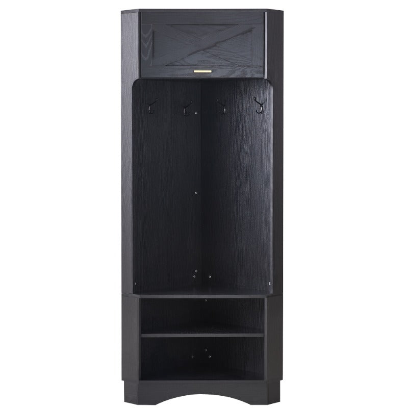 Kapstok – Wandkapstok – Garderobe – Jassenrek – Kapstok met Haken – Inclusief 4 Haken – Vouwbaar – Zwart Metaal – Ruimtebesparend – 53x53x180 cm