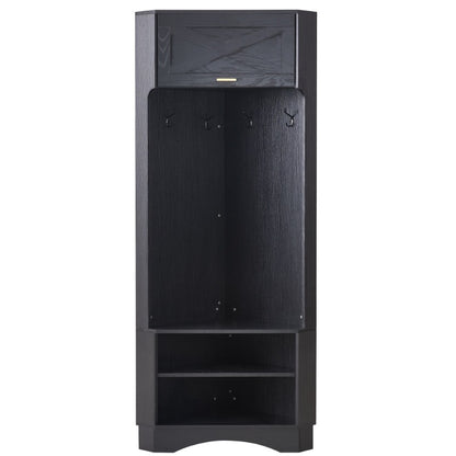 Kapstok – Wandkapstok – Garderobe – Jassenrek – Kapstok met Haken – Inclusief 4 Haken – Vouwbaar – Zwart Metaal – Ruimtebesparend – 53x53x180 cm