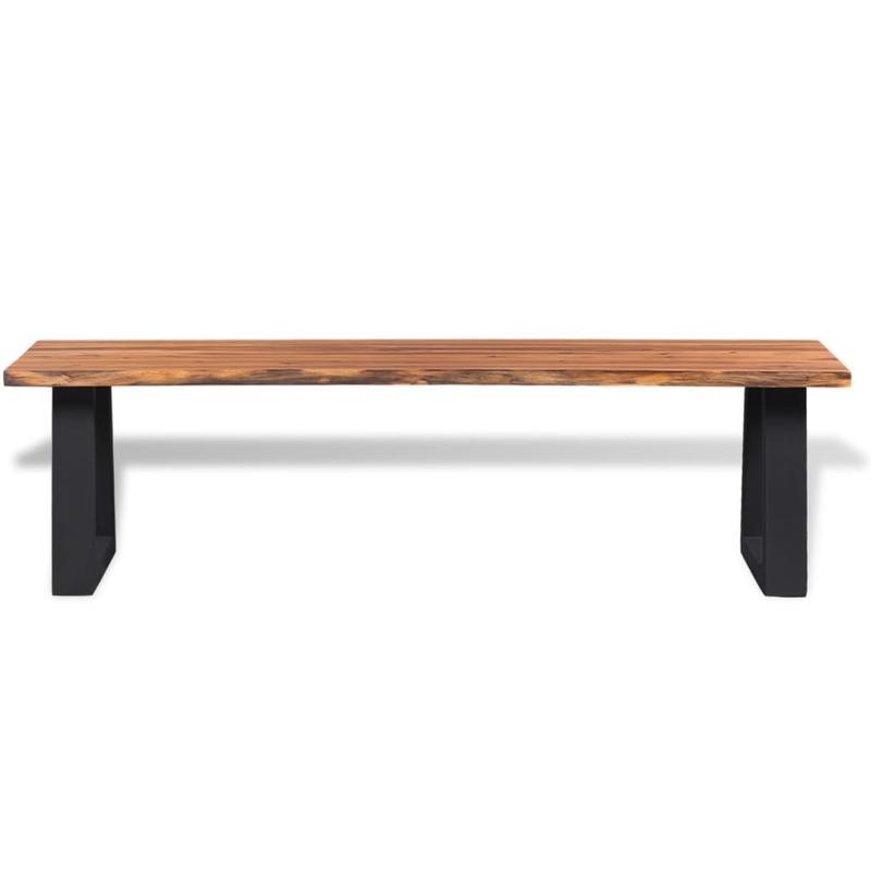 Bankje – Zitbank – Halbankje – Tuinbank – Houten Bank – Robuust Acaciahout – 160 cm Lang – Duurzaam En Stevig