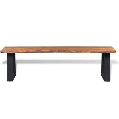 Bankje – Zitbank – Halbankje – Tuinbank – Houten Bank – Robuust Acaciahout – 160 cm Lang – Duurzaam En Stevig
