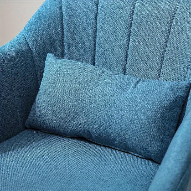 Draaifauteuil – Fauteuil – Lounge Stoel – Relaxstoel – Draaistoel – Lichtblauw – Stof met Linnenstructuur – Met Metalen Frame – Handmatig Draaibaar Zonder Elektriciteit