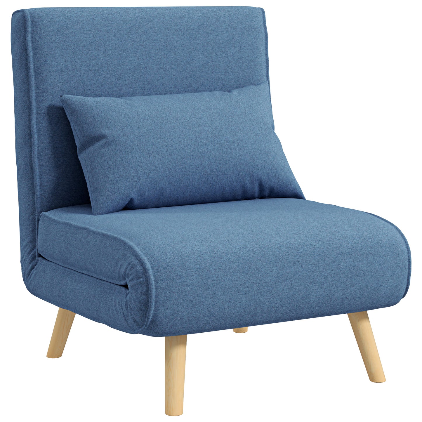 3-in-1 Fauteuil – Slaapstoel – Relaxstoel – Zetel – Loungestoel – Verstelbare Rugleuning 5 standen – Ademend Linnenstof Blauw