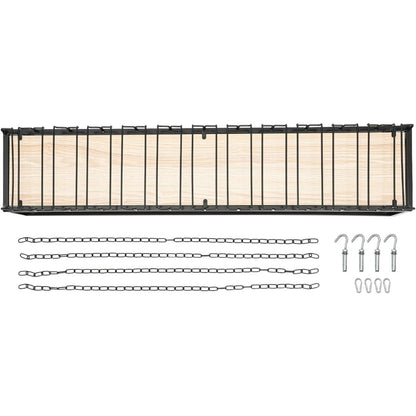 Wijnrek Plafond – Wijnhouder – Glazenrek – Flessenrek – Vintage Wijnsysteem – Verstelbare Hoogte – Zwart Metaal – Capaciteit 34 KG – Inclusief Glashouders