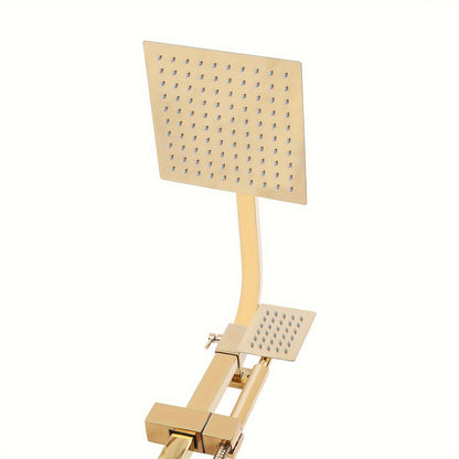 Golden Douche Systeem – Regendouche – Douche Set – Douchekop – Douche Accessoires – Roestvrij Staal – Verstelbare Hoogte – Luxe Gouden Afwerking