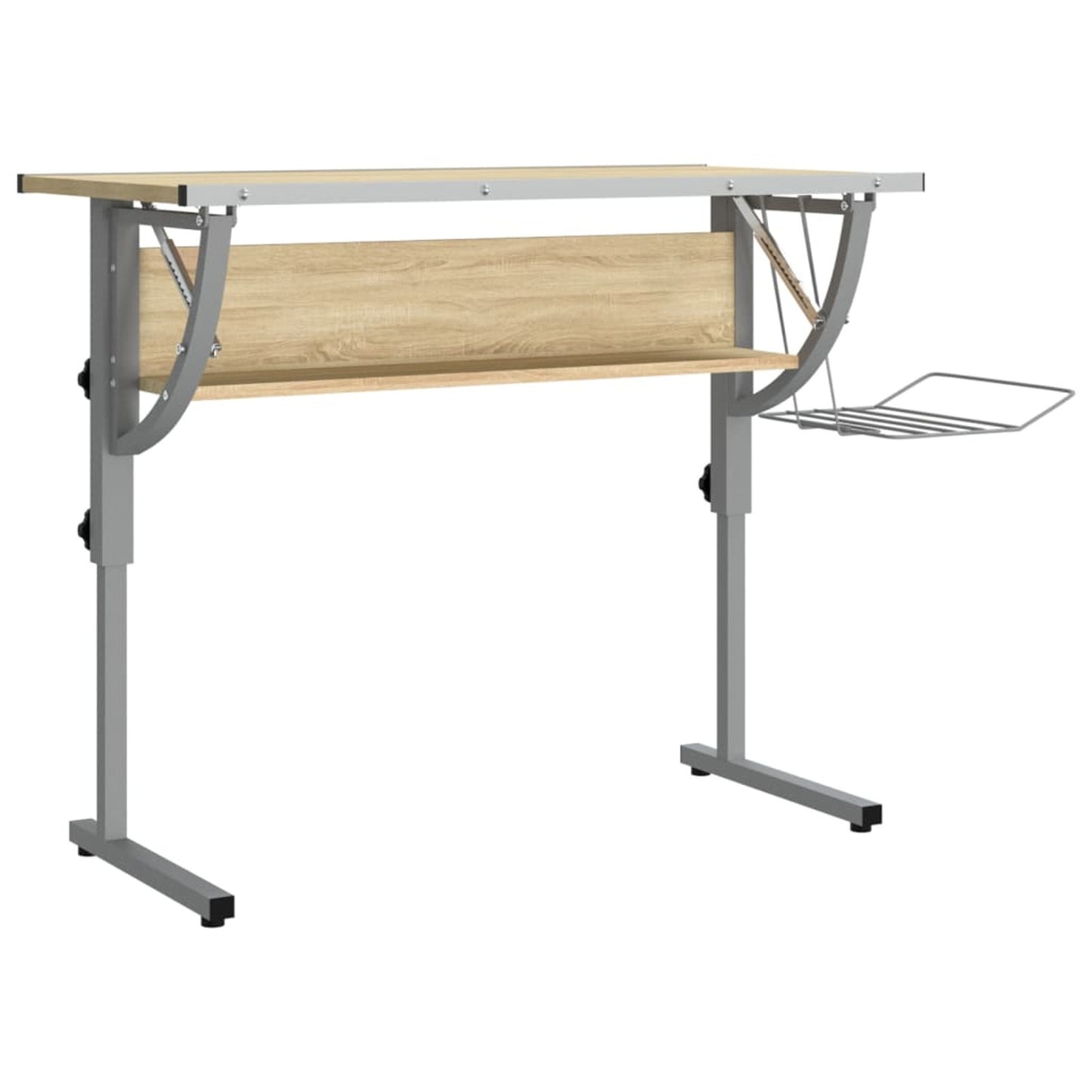 Verstelbaar Bureau – Werktafel – Schrijftafel – Studieplek – Creatief Bureau – Sonoma Eiken – Verstelbare Hoogte 58-87 cm – Robuust Stalen Frame