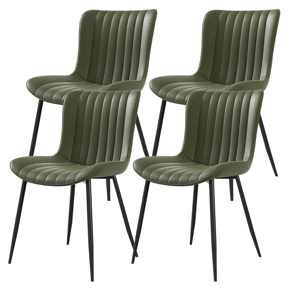 Groene Eetkamerstoelen – Stoelen – Dining Chairs – Armloze Stoelen – Keukenstoelen – PU-Lederen Zitting – Stevig Massief Hout Frame