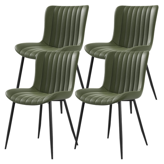 Groene Eetkamerstoelen – Stoelen – Dining Chairs – Armloze Stoelen – Keukenstoelen – PU-Lederen Zitting – Stevig Massief Hout Frame
