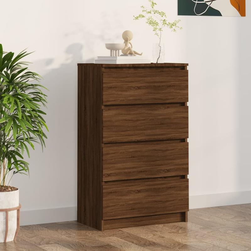Dressoir – Sideboard – Kast – Ladekast – Opbergkast – Bruin Eikenlook – Hardhout – Compact 60x35x98,5 cm