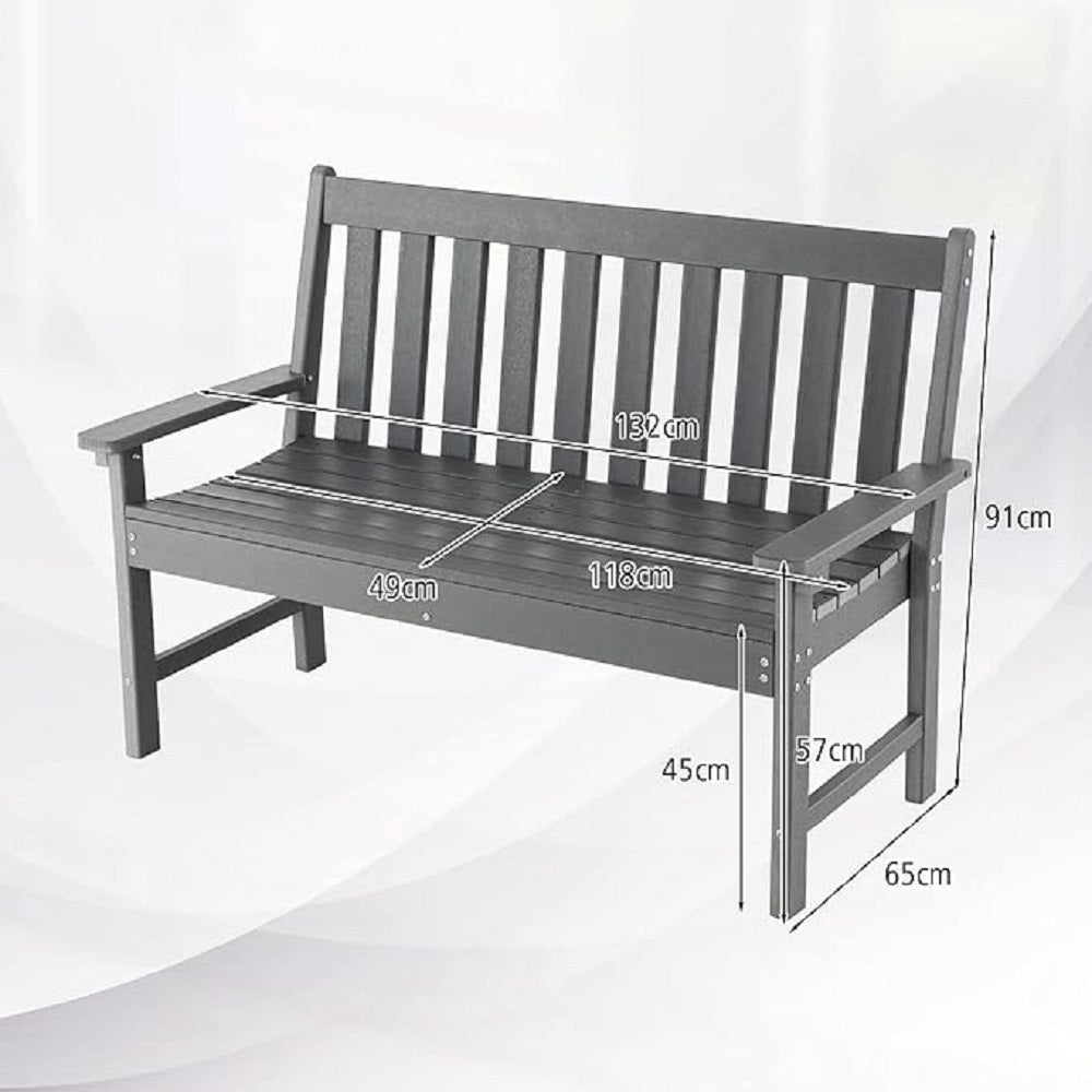 Tuinbank – Buitenbank – Terrasbank – Tuinmeubel – 2 Persoons Bank – Weerbestendig HDPE – Waterafvoer Lattensetje