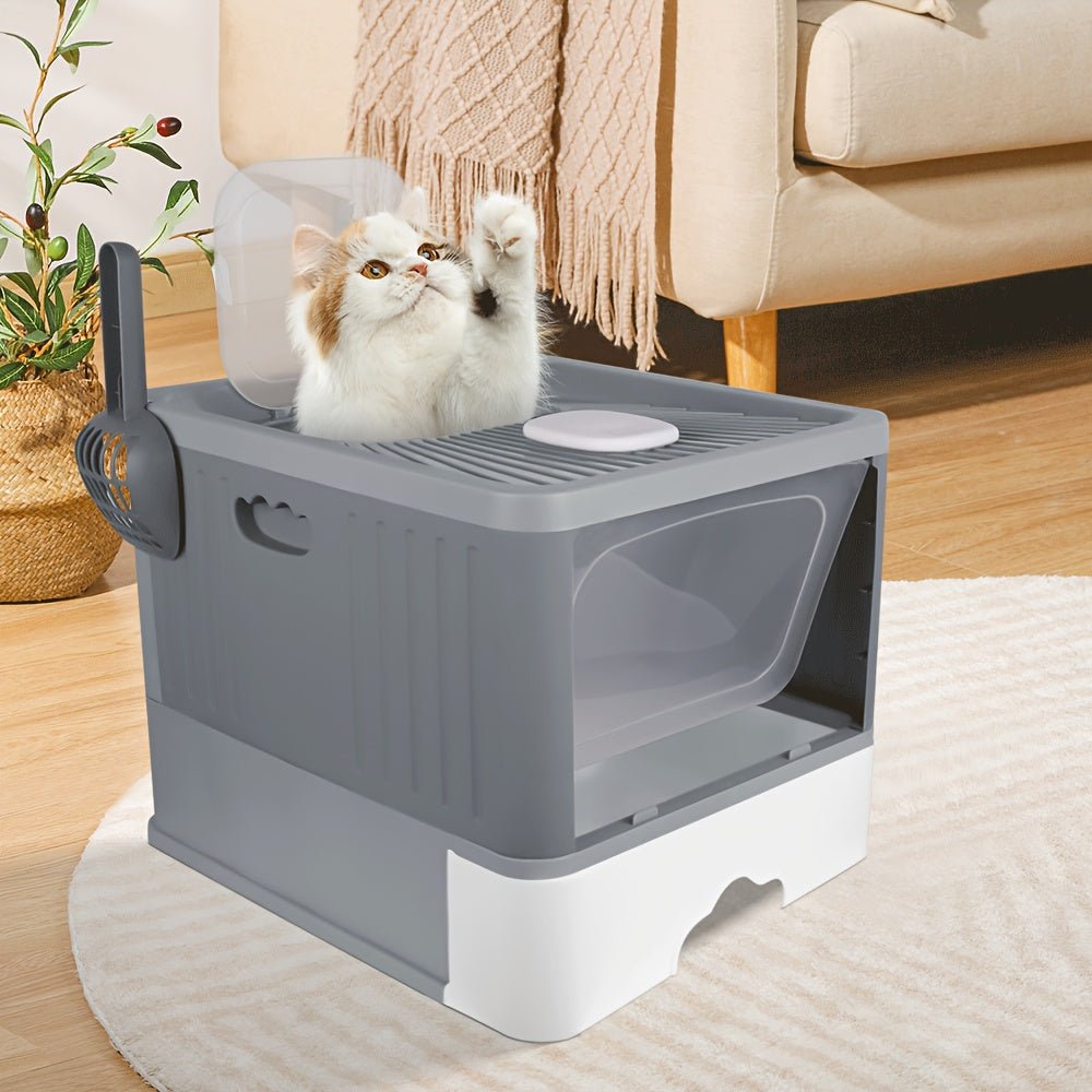 kattenbak – kattentoilet – kattengritbak – kattenschep – kattenbaklade – UV-sterilisatie – duurzaam plastic 48x37x38 cm grijs