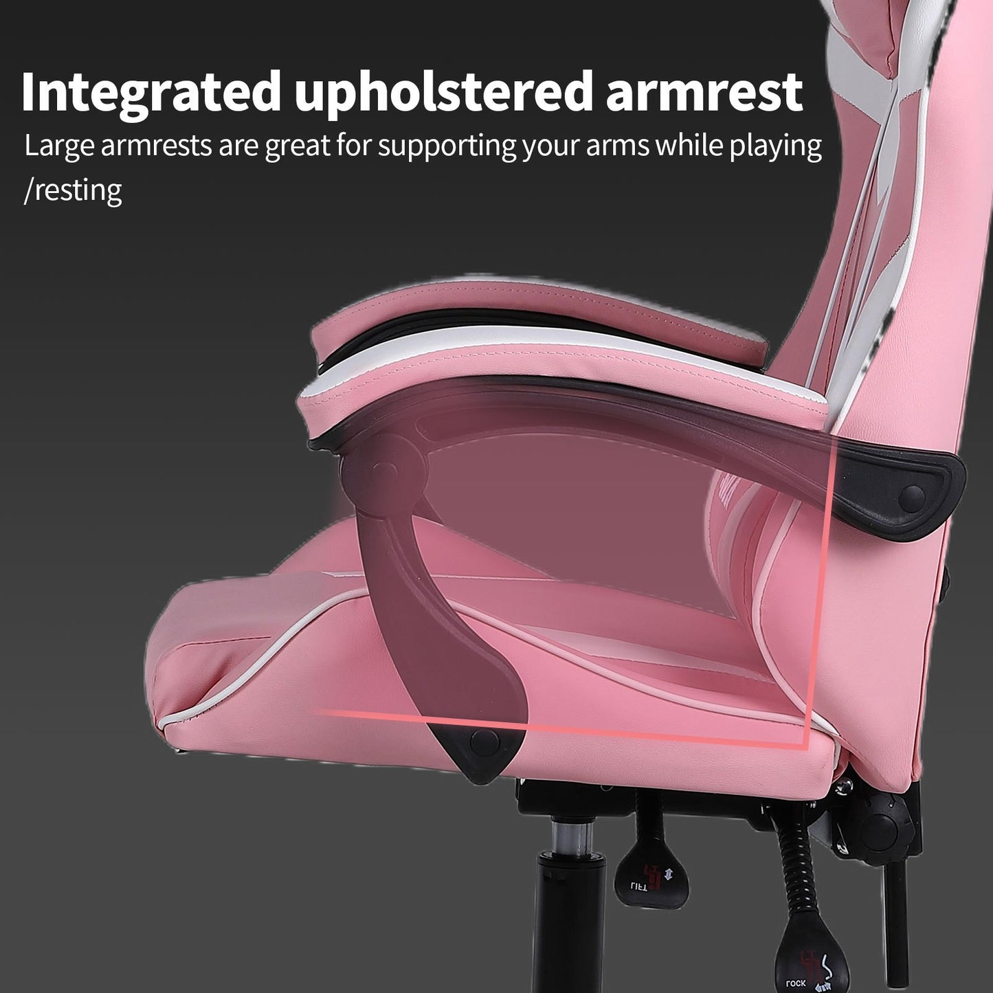 High-Back Gaming Chair PC Office Chair Computer Racing Chair PU Desk Task Chair Ergonomic Executive Swivel Rolling Chair with Lumbar Support for Back Pain Women, Men