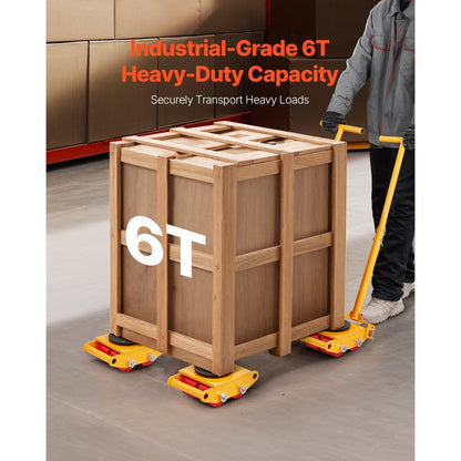 Machine Skate – Machine Dolly – Machinery Skate – Transportroller – Verplaatsroller – 6 Ton Draagvermogen – 360° Draaibare Wielen – Gele Uitvoering