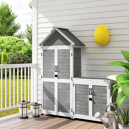 Tuinhuisje – Tuinkast – Tuinschuur – Tuinberging – Berging – Hout – Weerbestendig Asfalt Dak – Verstelbare Legplanken – Grijs